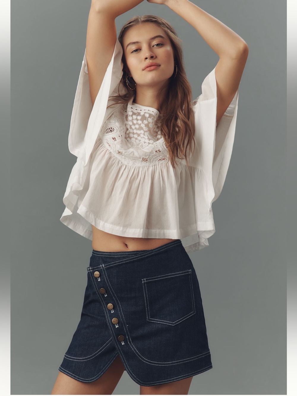 Anthropologie Coastal Cowgirl Pilcro Reworked Denim Wrap Mini Skirt M NWT